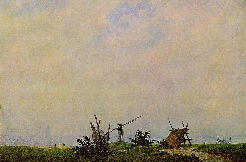 Caspar David Friedrich Meeresstrand mit Fischer Norge oil painting art